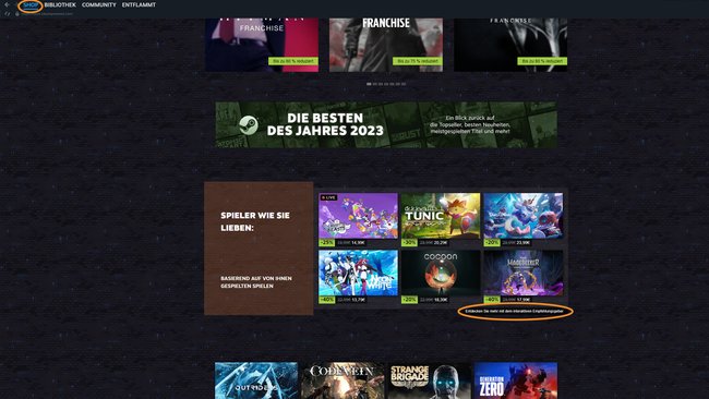 Interaktiver Empfehlungsgeber auf Steam