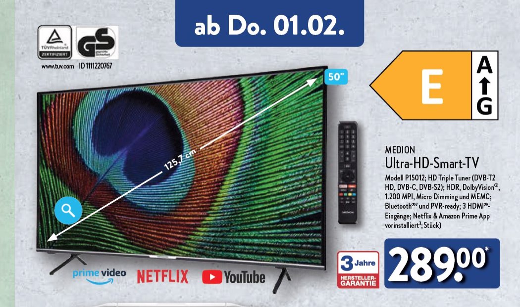 Aldi verkauft heute einen 4KFernseher mit Android TV zum Schnäppchenpreis