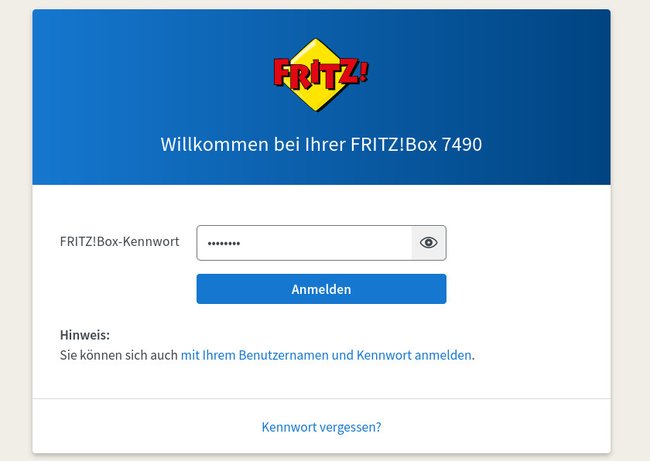 Meldet euch mit eurem Router-Gerätekennwort auf der Fritzbox an. (Bildquelle: GIGA)