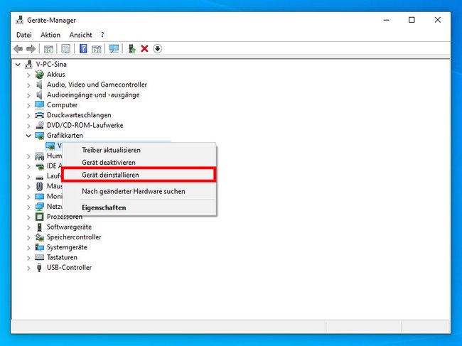 Hier deinstalliert ihr zunächst eure Grafikkarte (Bildquelle: GIGA)