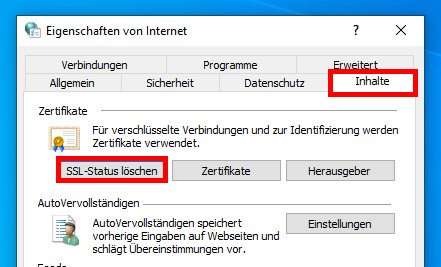 Hier löscht ihr den SSL-Status in Windows. (Bildquelle: GIGA)