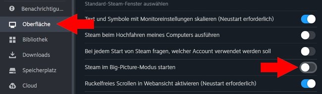 Steam Big Pictude Mode deaktivieren Start