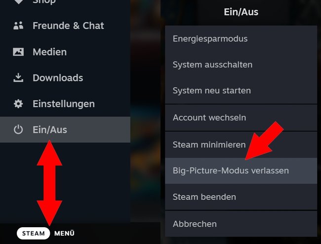 Steam Big Picture Modus beenden