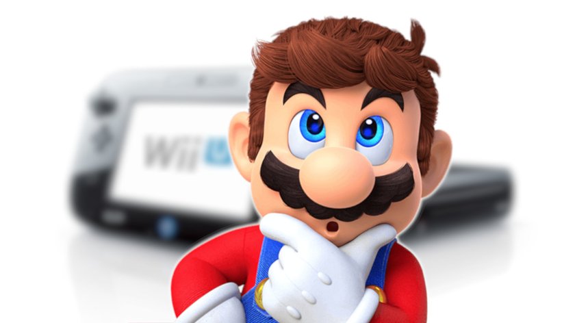 Das Bild zeigt Super Mario und eine WiiU im Hintergrund