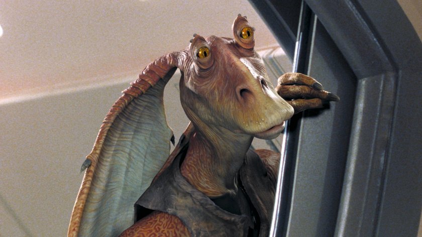 Das Bild zeigt Jar Jar Binks aus Star Wars Episde 1 – Die dunkle Bedrohung