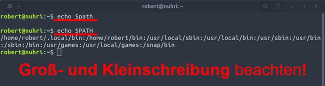 Linux: Groß- und Kleinschreibung ist beim Setzen und Lesen von Umgebungsvariablen wichtig. (Bildquelle: GIGA)