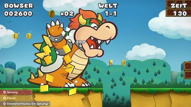 Bowser erlebt sein eigenes kleines Abenteuer, das ihr ebenfalls nachspielen dürft. (Bildquelle: Nintendo)