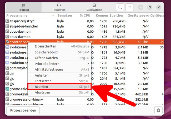 Ubuntu: Hier beendet ihr Prozesse per Task-Manager. (Bildquelle: GIGA)