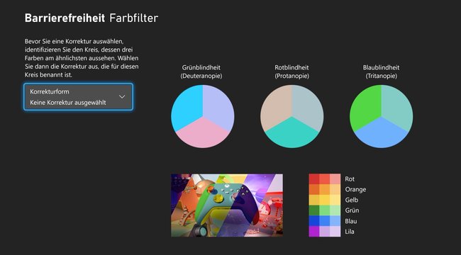 Farbfilter-Optionen der Xbox-Konsolen