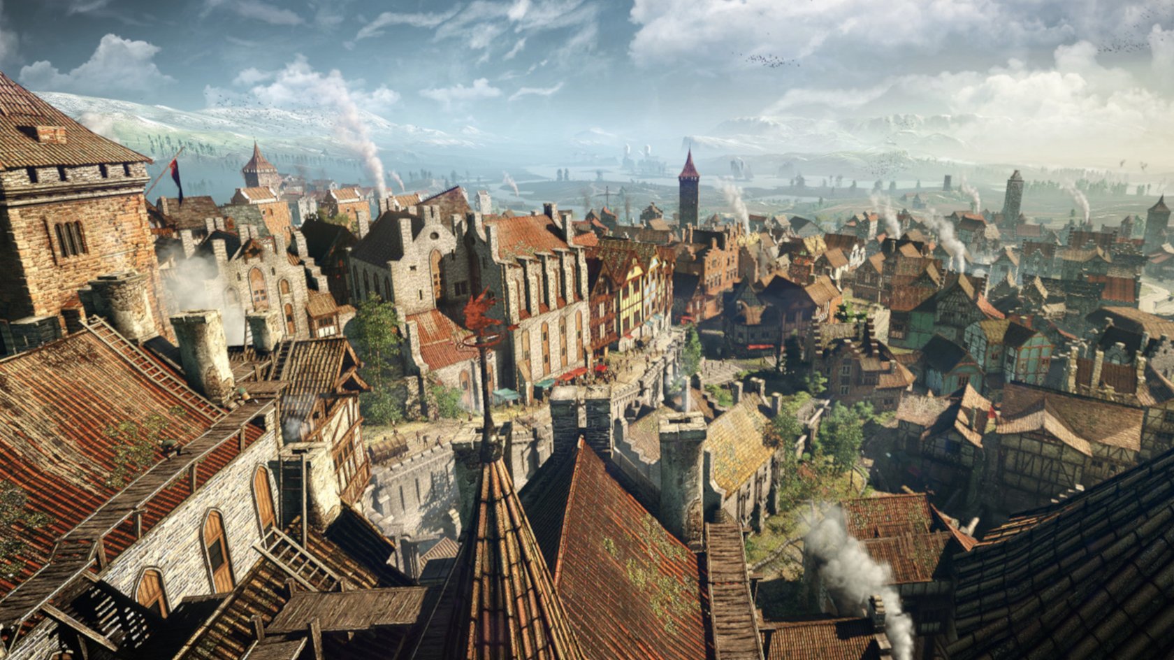 Das Bild zeigt die Stadt Novigrad in The Witcher 3: Wild Hunt