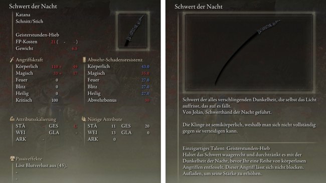 Bei der Iris der Verfinsterung erhaltet ihr das Katana "Schwert der Nacht" als Belohnung (Bildquelle: Screenshot und Bearbeitung GIGA).