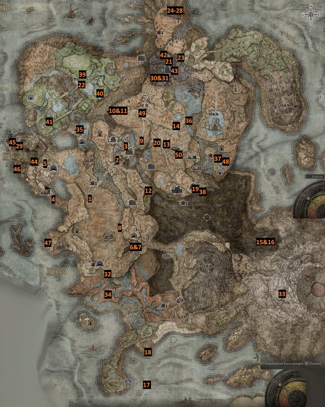 Karte mit Fundorten aller Scadubaum-Fragmente im Schattenreich (Bildquelle: Screenshot und Bearbeitung GIGA).