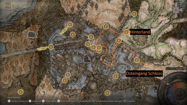 Der Weg vom Osteingang des Schattenbergfrieds bis zum Hinterland (Bildquelle: Screenshot und Bearbeitung GIGA).