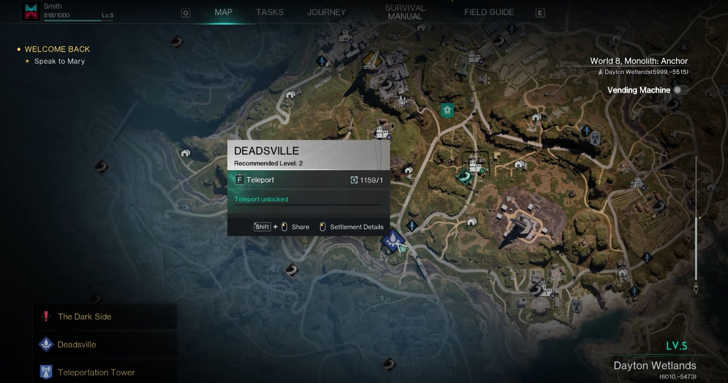 Once Human Welt ändern, Server wechseln & Charakter löschen