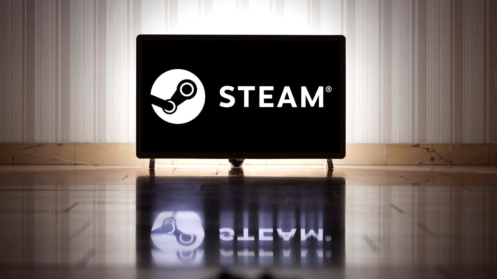 Ein Fernseher mit dem Steam-Logo.