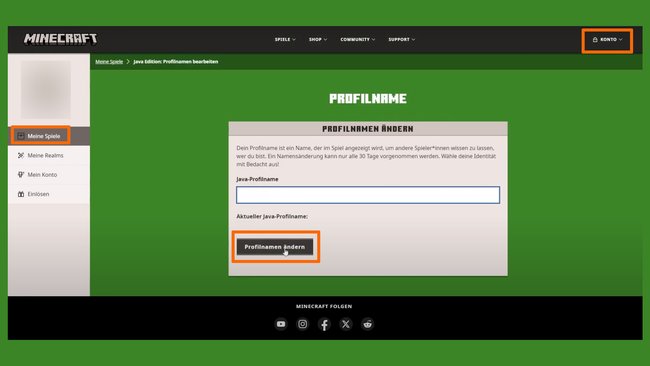 Minecraft Namen ändern