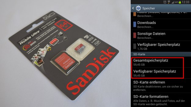 SanDisk SDXC: 64 GB-micro SD-Speicherkarte läuft in vielen Android-Geräten