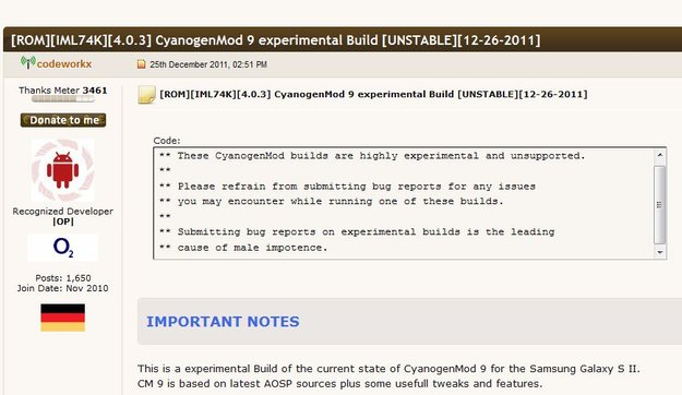 Samsung Galaxy S II: Erster CM9-Build auf Basis von Android 4.0.3 ICS steht zum Download bereit