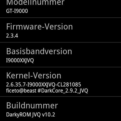 Samsung Galaxy S: Flashen der DarkyROM 10.2 Final - so geht's