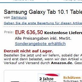 Samsung Galaxy Tab 10.1 bei Amazon, Zubehör bei Samsung vorbestellbar