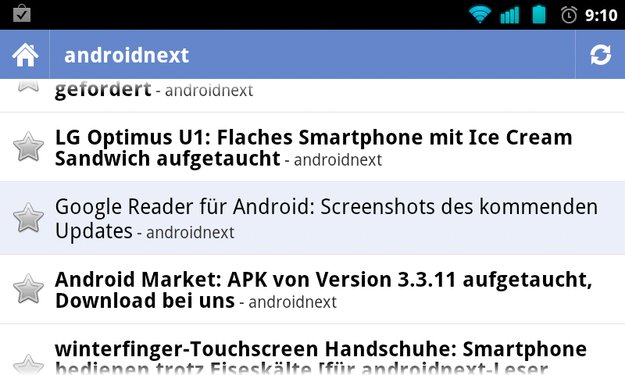 Google Reader und Docs: Neue Versionen im Market – ohne ICS-Look
