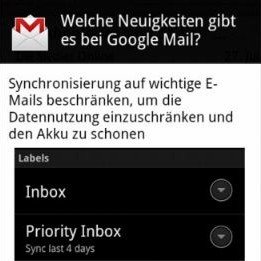 Google Mail für Android: Update auf 2.3.5 bringt neue Features
