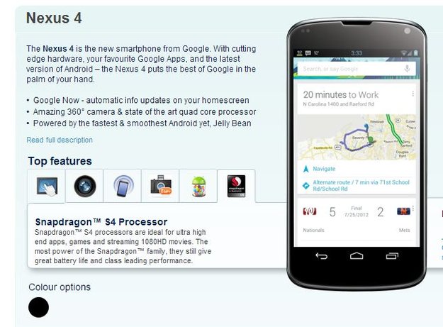 LG Nexus 4: Bei Carphone Warehouse in UK bereits vorbestellbar