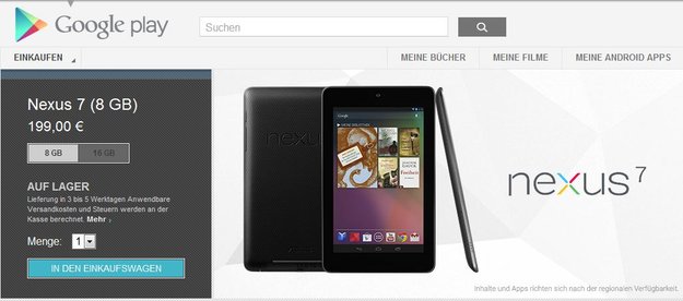 Nexus 7: Ab sofort im Play Store bestellbar