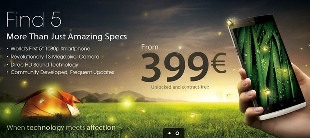 OPPO Find 5: Euro-Shop jetzt offen, 16 GB für 399 €, 32 GB für 429 €