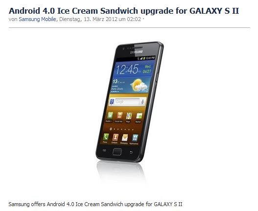 Samsung Galaxy S2: ICS-Update rollt in Korea, Ungarn, Polen und Schweden aus