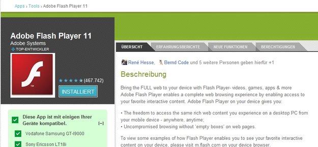 Adobe Flash: Ice Cream Sandwich-kompatible Version veröffentlicht