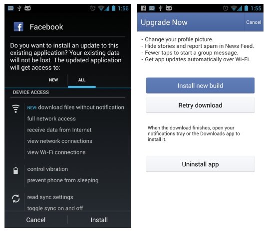 Facebook, WhatsApp: Google verbietet In-App-Updates