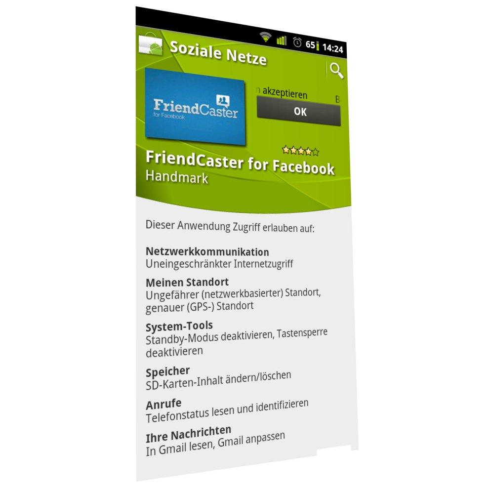 FriendCaster: Wozu die Facebook-App Berechtigung zum Lesen von Mails braucht