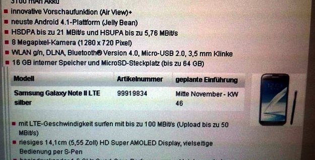 Samsung: Termine für LTE-Versionen von Galaxy Note 2, Galaxy Note 10.1 & Galaxy S3 geleakt