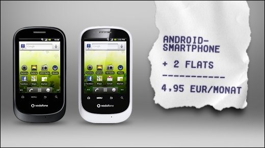Android-Einsteigerpaket - Vodafone 858 Smart inkl. Daten- und Telefon-Flat nur 4,95 Euro im Monat