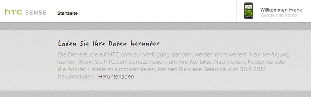 HTC: Backup-Service HTCSense.com wird eingestellt und ersetzt