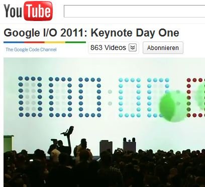 Google I/O 2011: Keynote nun bei YouTube