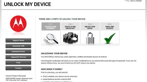 Motorola Webseite Zur Bootloader Entsperrung Online