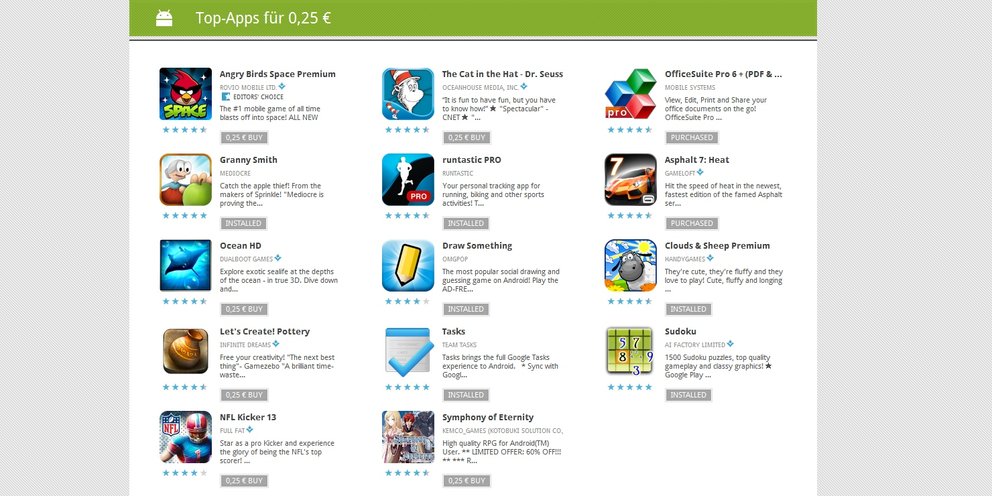 Apps für 25 Cent: Tag 1 mit Runtastic, Office, Sudoku, Asphalt & mehr