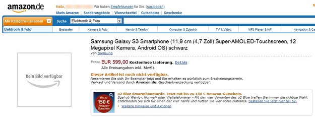 Samsung Galaxy S3: Bei Amazon.de vorbestellbar, Specs bestätigt?