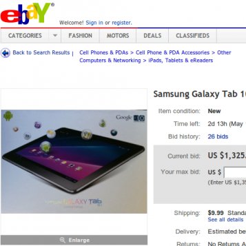 Samsung Galaxy Tab 10.1: Von der Google I/O direkt zu ebay