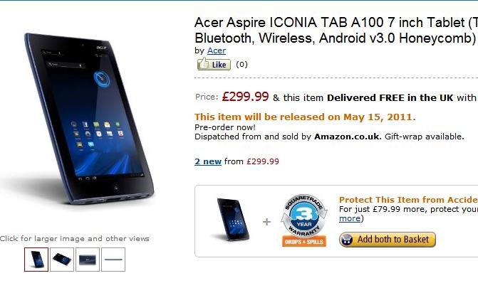 Acer Icona Tab A500 & A100 erst ab Mai? Preise ab 299Pfund! (Update)