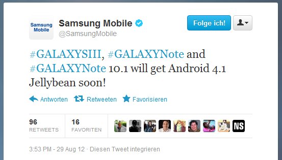 Samsung Galaxy Note und Note 10.1 sollen bald Android 4.1 erhalten