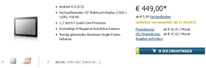 Huawei MediaPad 10 FHD mit LTE kann für 449€ vorbestellt werden - Liefertermin: 11. Oktober