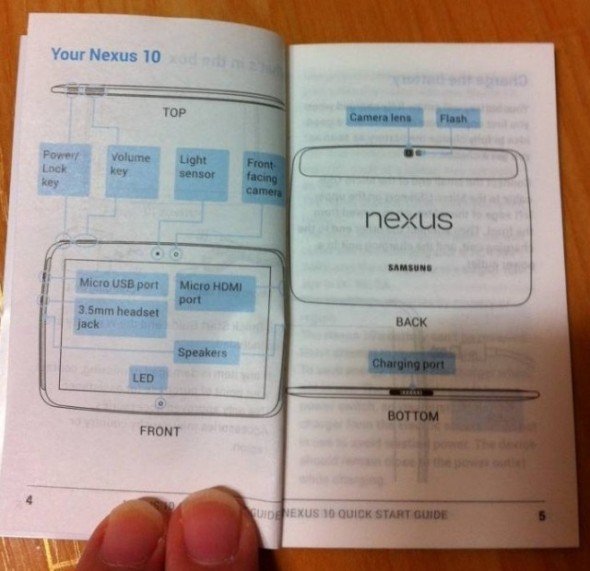 Google Nexus 10: Angebliches Handbuch aufgetaucht – Samsung Hersteller?