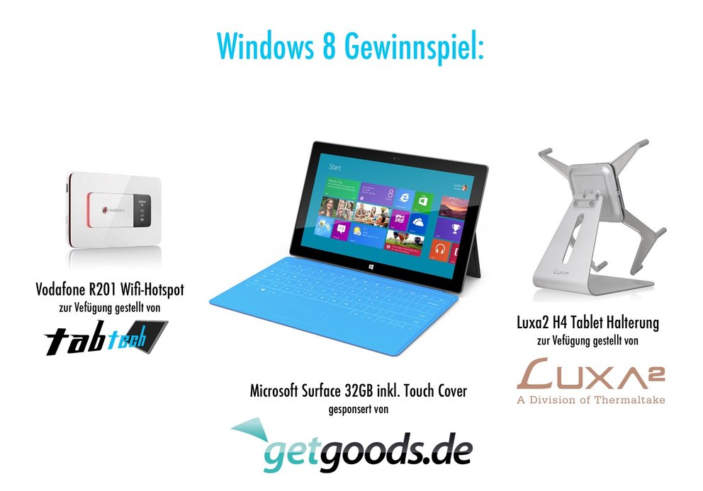 Gewinne ein Microsoft Surface mit Touch Cover von getgoods.de uvm. - Update: Gewinner stehen fest