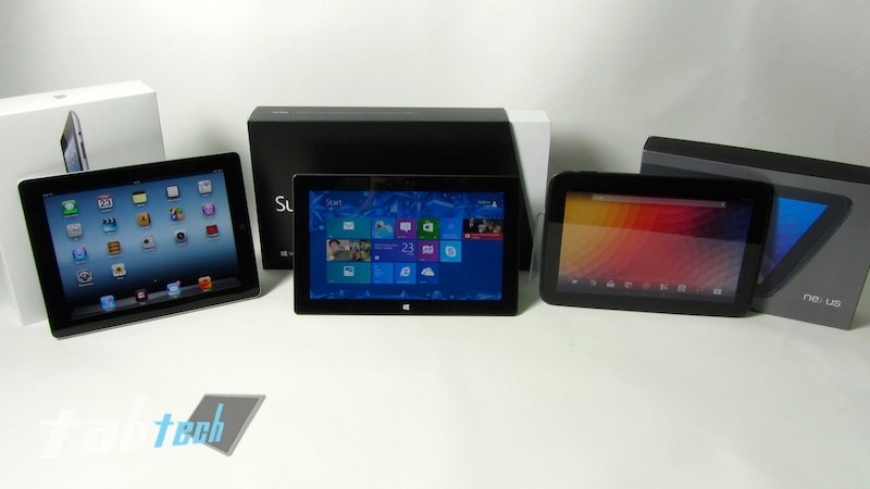 Apple iPad 4 vs. Google Nexus 10 vs. Microsoft Surface - Der Vergleich