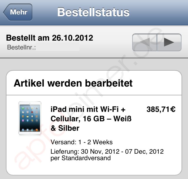 Apple iPad mini: Lieferung mit LTE erst Ende November