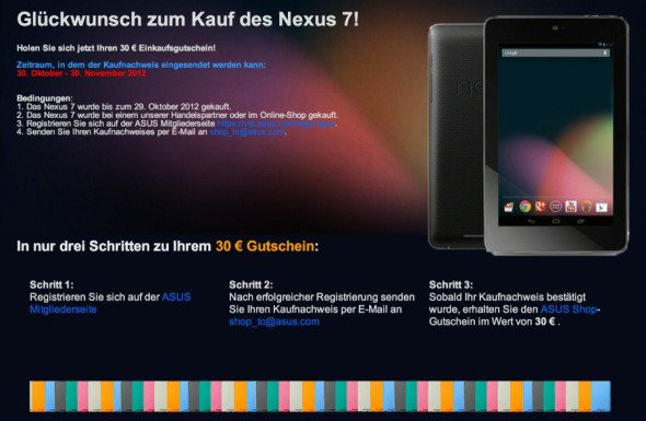 Google Nexus 7: Kein 30 Euro Gutschein für Käufer beim Google Play Store