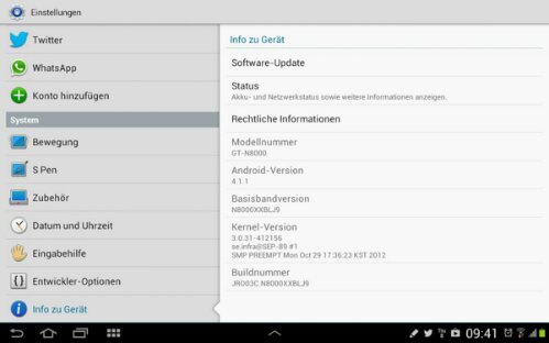 Samsung Galaxy Note 10.1: Update auf Android 4.1.1 wird ausgerollt